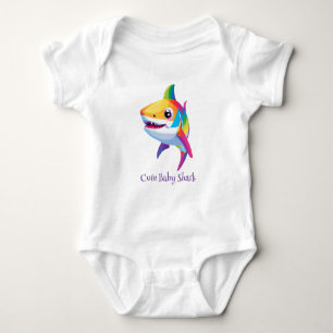 Cute baby shark rainbow colourful birthday kids  bodysuit