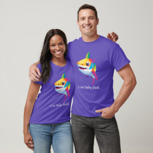 Cute baby shark rainbow colourful birthday kids T-Shirt