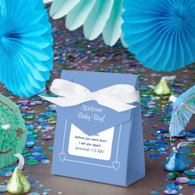 Cute Baby Shower Bible Verse Blue Party Favour Favor Box (Party)