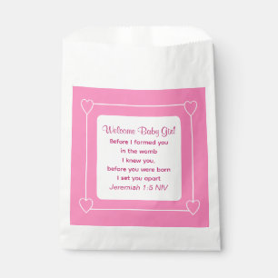 Cute Baby Shower Bible Verse Pink Party Favour Bag