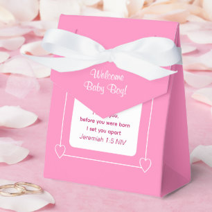 Cute Baby Shower Bible Verse Pink Party Favour Favor Box
