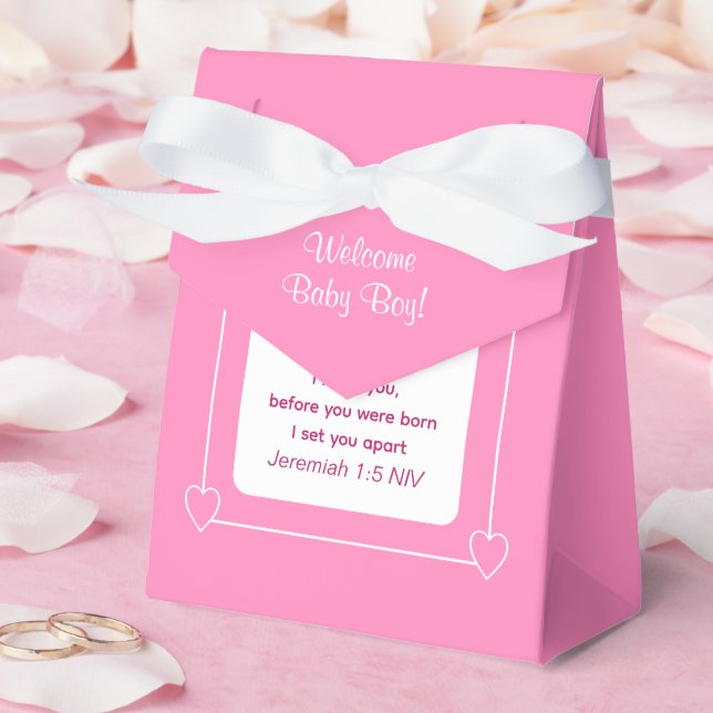Cute Baby Shower Bible Verse Pink Party Favour Favor Box (Wedding)