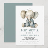 Cute Baby Shower Blue Stuffed Elephant Toy 