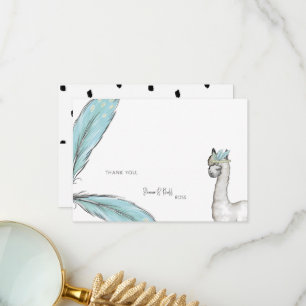 Cute Baby Shower Boho Llama White Thank You Card