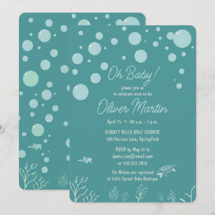 Cute Baby Shower Boy Aqua Fish Park Adorable Oce Invitation
