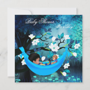 Cute Baby Shower Boy Baby Blue Hammock Magical Invitation