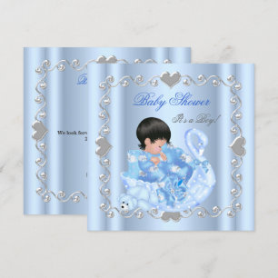 Cute Baby Shower Boy Baby Blue Swan Invitation