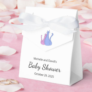 Cute Baby Shower Cat Twins Blue Pink Favor Box