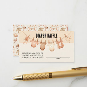 Cute Baby Shower - Diaper Raffle Ticket Card