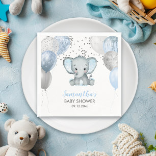Cute Baby Shower Elephant Boy Balloons Napkin