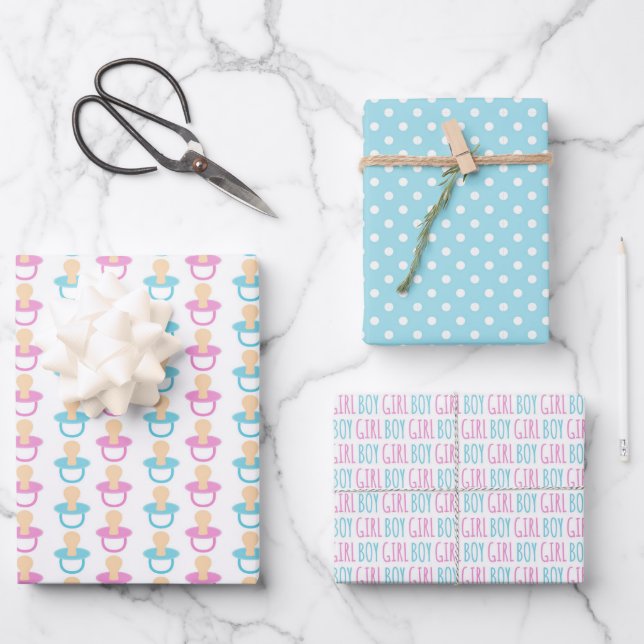 Cute Baby Shower/Gender Reveal Wrapping Paper Shee (Front)