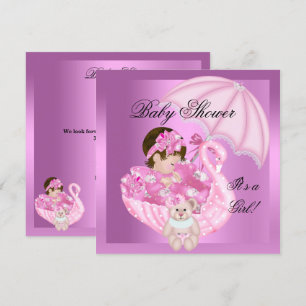 Cute Baby Shower Girl Baby Pink White Swan Invitation