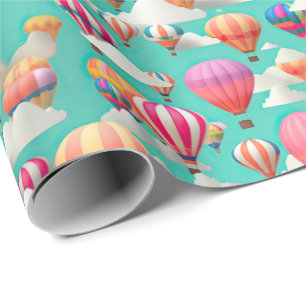 Cute baby shower hot air balloon tiled wrapping paper
