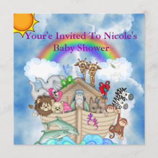 CUTE Baby Shower Invitation Rainbow & Clouds