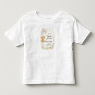 Cute Baby Shower Invitation – Teddy Bear & Balloon Toddler T-shirt