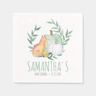 Cute Baby Shower Napkins Watercolor Pumpkin