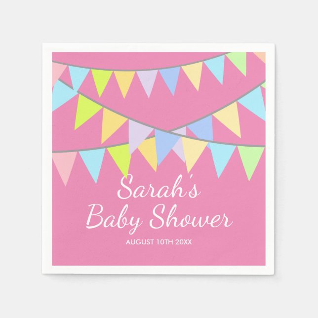 Cute baby shower party napkins with custom name (Front)