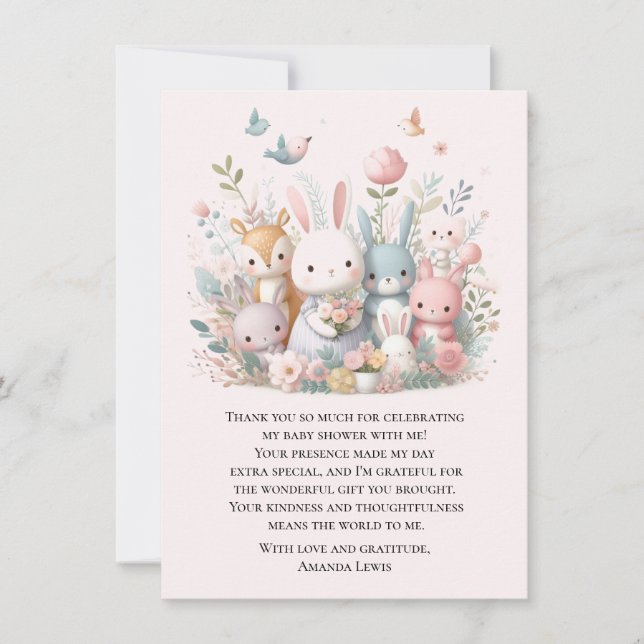 Cute Baby Shower Pastel Whimsy Animals  Thank You Card (Front)