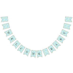 Cute baby shower pattern bunting flags