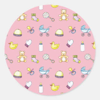 Cute baby shower pattern classic round sticker