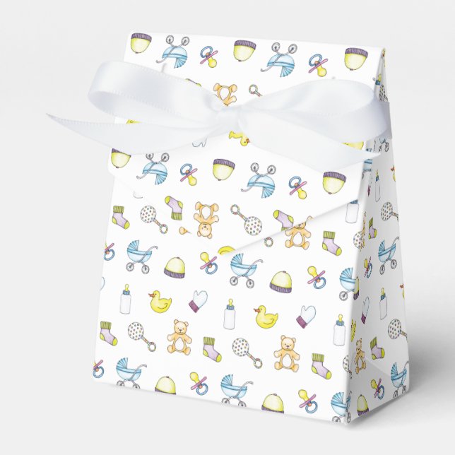 Cute baby shower pattern favor box (Front Side)
