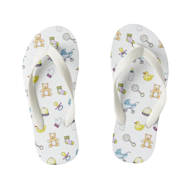 Cute baby shower pattern kid's flip flops (Footbed)