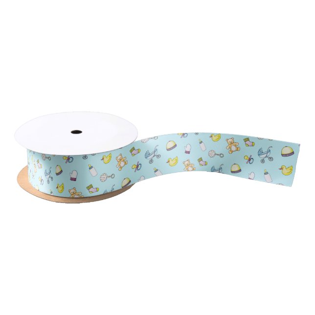 Cute baby shower pattern satin ribbon (Spool)
