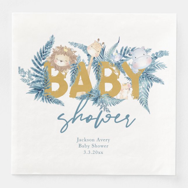 Cute Baby Shower Safari Animals Napkin (Front)