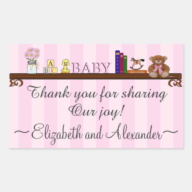 Cute Baby Shower Thank You In Pink Sticker (Front)