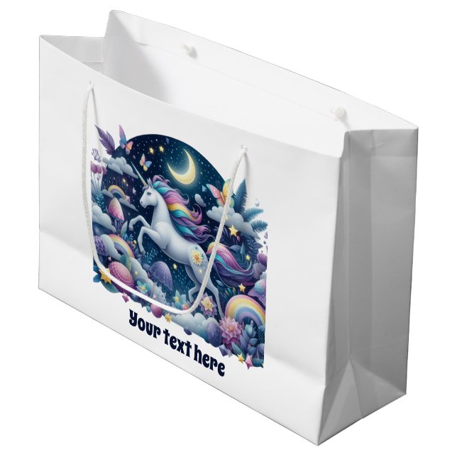 Cute baby shower unicorn customizable  large gift bag (Front Angled)