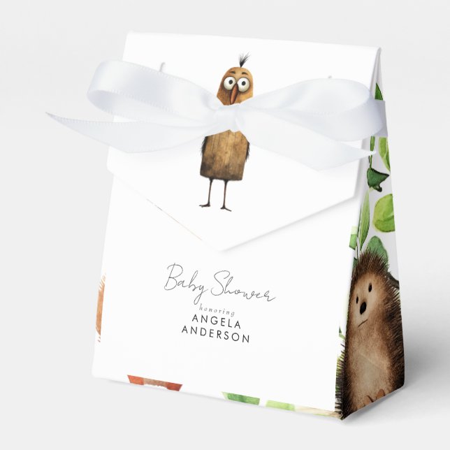 Cute Baby Shower Woodland Animals  Favor Box (Front Side)