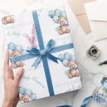 Cute Baby Shower Wrapping Paper For Baby Boy<br><div class="desc">Cute personalized Baby Shower Wrapping Paper in soft blues and beiges,  with the cutest baby bear and party balloons. Easily personalize the text.</div>