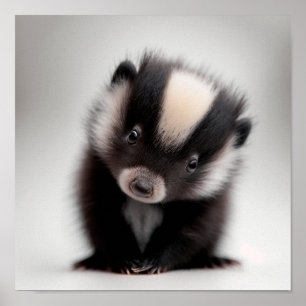 Cute Baby Skunk Portrait Square 1:1 Poster