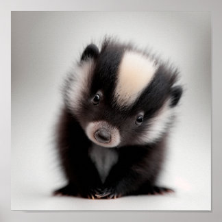 Cute Baby Skunk Portrait | Square 1:1 Poster