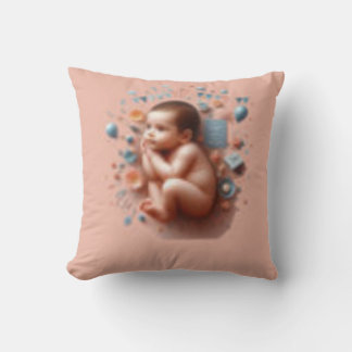 cute baby sleep  pose  phto throw pillow