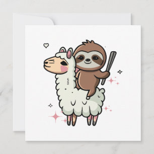 Cute Baby Sloth and Llama Invitation