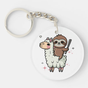 Cute Baby Sloth and Llama Keychain