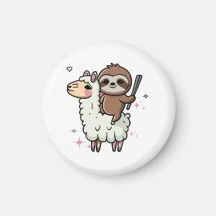 Cute Baby Sloth and Llama  Magnet