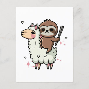 Cute Baby Sloth and Llama  Postcard