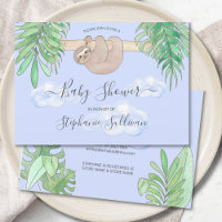 Cute Baby Sloth Blue Baby Shower