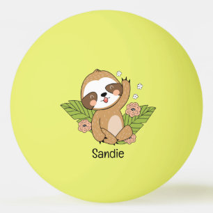 Cute Baby Sloth Custom Name Ping Pong Ball