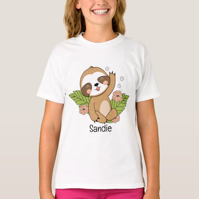 Cute Baby Sloth Custom Name         T-Shirt (Front)