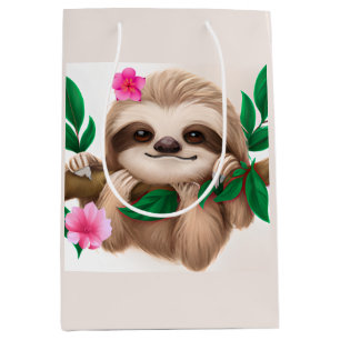 Cute Baby Sloth Hanging in a Tree Medium Gift Bag