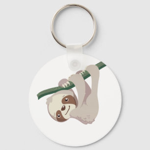 Cute Baby Sloth on a Branch Keychain
