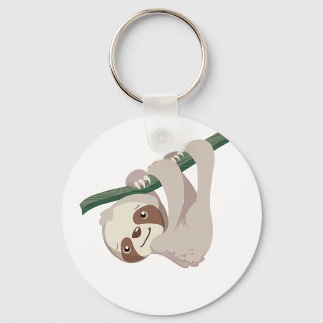 Cute Baby Sloth on a Branch Keychain (Front)