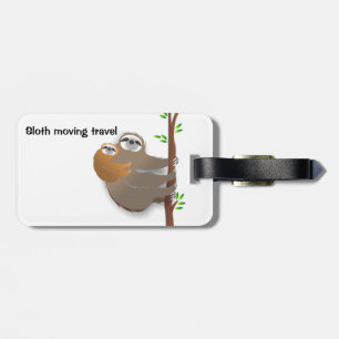 Cute Baby Sloth on Mom's Back Climbing Tree Luggage Tag