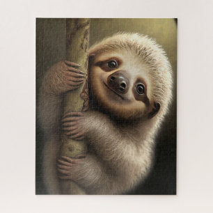 Cute Baby Sloth Smiling Wildlife Nature Animal Jigsaw Puzzle