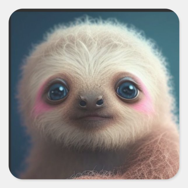 Cute Baby Sloth Square Sticker (Front)