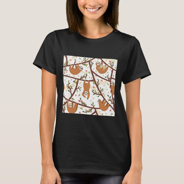 Cute Baby Sloth With Mom Scoop T-Shirt (Front)