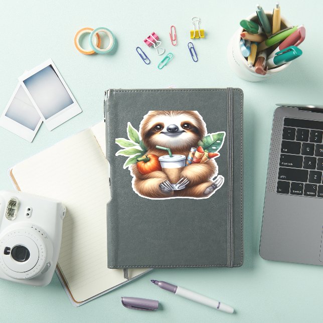 Cute Baby Sloth with Pumpkin Coffee and Pancakes w (iPad Cover)